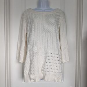 Karen Scott Knit White Pullover Sweater Size XL